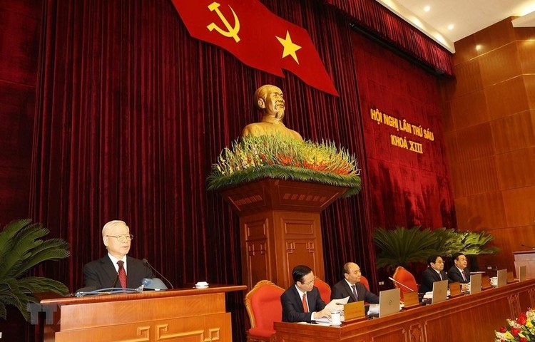 Tổng Bí thư Nguyễn Phú Trọng chủ trì, phát biểu khai mạc Hội nghị. Ảnh: TTXVN