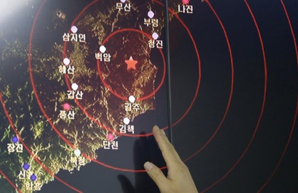 Vị trí tâm sóng rung chấn do Triều Tiên thử hạt nhân. Ảnh: AP