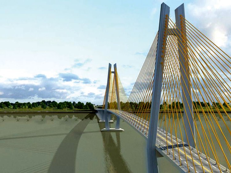 Cầu Mỹ Thuận 2 dài 6,6 km sẽ kết nối hai tuyến cao tốc Trung Lương - Mỹ Thuận và Mỹ Thuận - Cần Thơ, hoàn thiện toàn tuyến cao tốc từ TP.HCM đi Cần Thơ. Ảnh: Lê Tiên