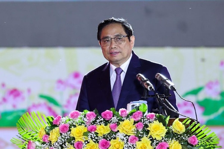 Thủ tướng Phạm Minh Chính phát biểu tại Lễ kỷ niệm 90 năm thành lập tỉnh Gia Lai. Ảnh: VGP/Nhật Bắc.