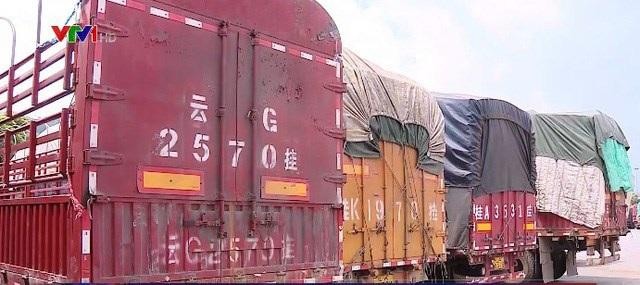 Số xe tải hàng hóa Trung Quốc nhập vô chủ vào Việt Nam . Ảnh minh họa VTV