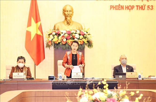 Chủ tịch Quốc hội Nguyễn Thị Kim Ngân chủ trì và phát biểu khai mạc. Ảnh: TTXVN