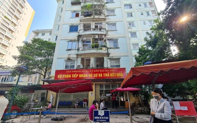 Sáng 21/9, tại Văn phòng đăng ký đất đai Hà Nội trên đường Hoàng Minh Giám (quận Thanh Xuân) rất đông người dân đến nộp hồ sơ, làm thủ tục liên quan đến nhà đất.