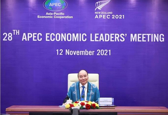 Chủ tịch nước Nguyễn Xuân Phúc tham dự Hội nghị các nhà Lãnh đạo kinh tế APEC lần thứ 28 được tổ chức theo hình thức trực tuyến. Ảnh: TTXVN
