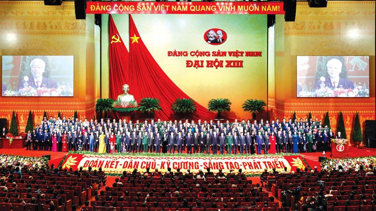 Tổng Bí thư, Chủ tịch nước Nguyễn Phú Trọng phát biểu bế mạc Đại hội đại biểu toàn quốc lần thứ XIII của Đảng. Ảnh: Quý Bắc