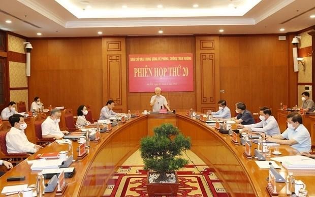 Tổng Bí thư Nguyễn Phú Trọng phát biểu kết luận Phiên họp thứ 20 của Ban Chỉ đạo Trung ương về phòng, chống tham nhũng. (Ảnh: Trí Dũng/TTXVN)