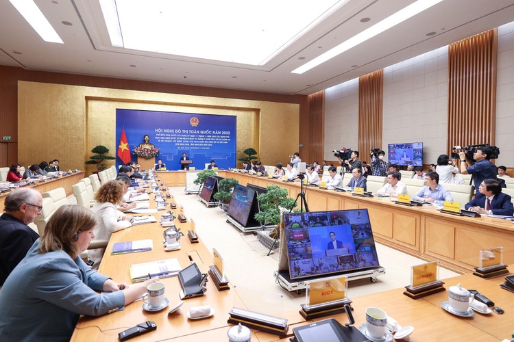 Thủ tướng Phạm Minh Chính chủ trì Hội nghị đô thị toàn quốc năm 2022. Ảnh: Quý Bắc