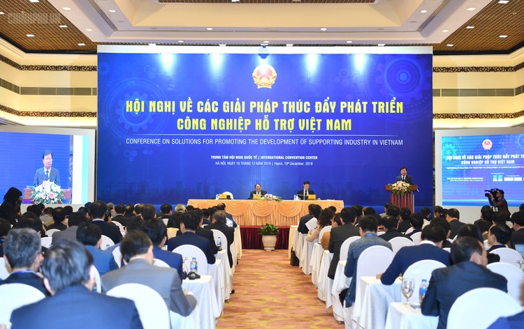 Hội nghị về các giải pháp thúc đẩy phát triển công nghiệp hỗ trợ Việt Nam diễn ra ngày 19/12/2018 (Ảnh: CP)