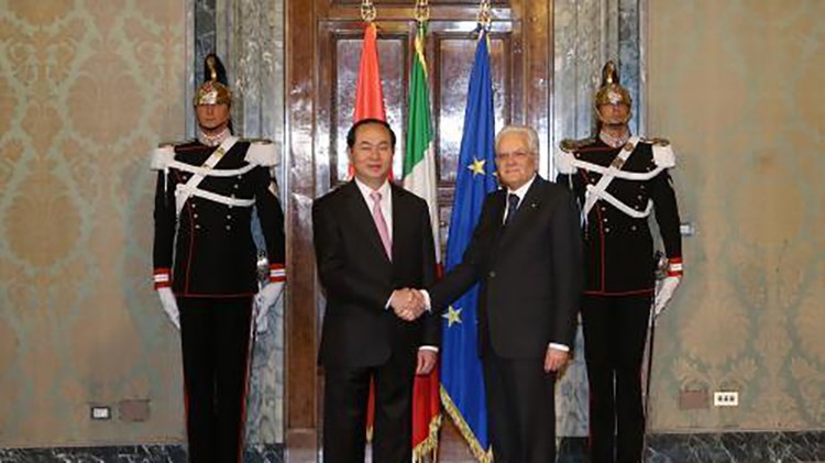 Chủ tịch nước Trần Đại Quang và Tổng thống Italy Sergio Mattarella.