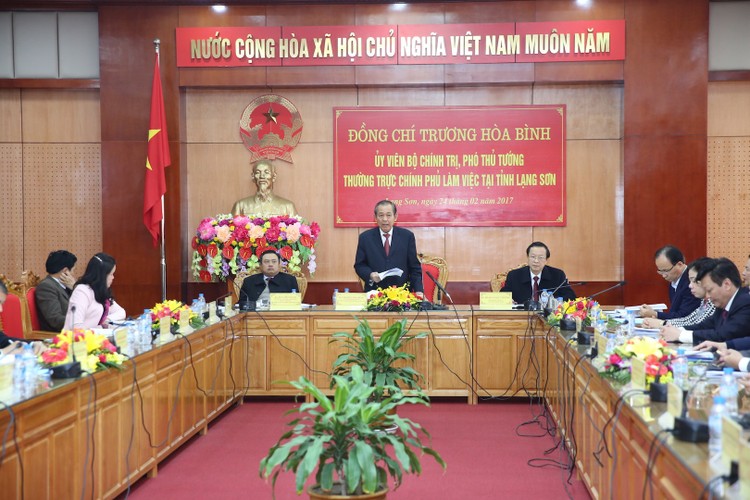 Phó Thủ tướng Trương Hòa Bình làm việc với tỉnh Lạng Sơn. Ảnh: VGP