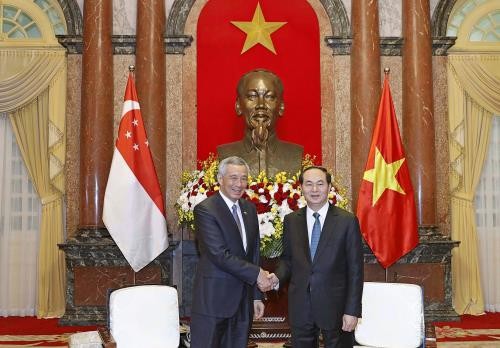 Chủ tịch nước Trần Đại Quang tiếp Thủ tướng Cộng hòa Singapore Lý Hiển Long đang thăm chính thức Việt Nam, ẢNh: Nhan Sáng-TTXVN