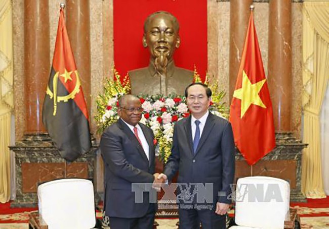 Chủ tịch nước Trần Đại Quang tiếp Bộ trưởng Ngoại giao Cộng hòa Angola, Georges Rebelo Pinto Chikoti. Ảnh: TTXVN
