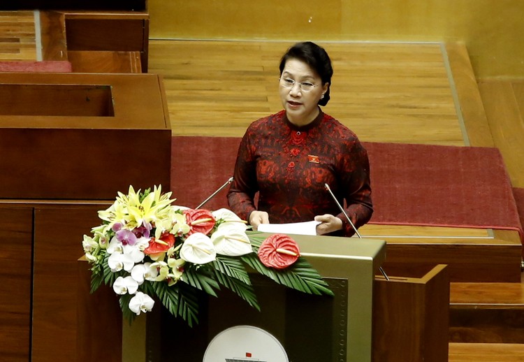Chủ tịch Quốc hội Nguyễn Thị Kim Ngân phát biểu tại buổi khai mạc. Ảnh: VGP