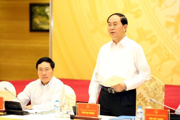 Chủ tịch nước Trần Đại Quang phát biểu chỉ đạo Phiên họp. Ảnh: VGP