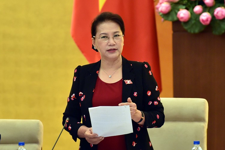 Chủ tịch Quốc hội Nguyễn Thị Kim Ngân phát biểu tại phiên khai mạc. Ảnh: VGP