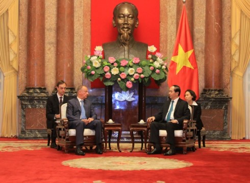 Chủ tịch nước Trần Đại Quang tiếp Thư ký Hội đồng An ninh Liên bang Nga. Ảnh VOV