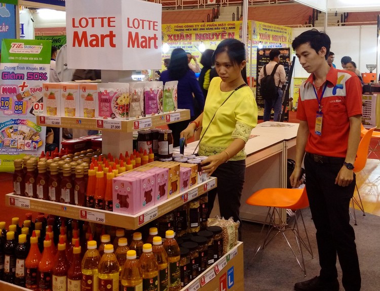 Nhiều sản phẩm Việt đã có mặt trong siêu thị của Lotte tại Việt Nam và nhiều nước khác. Ảnh: VGP