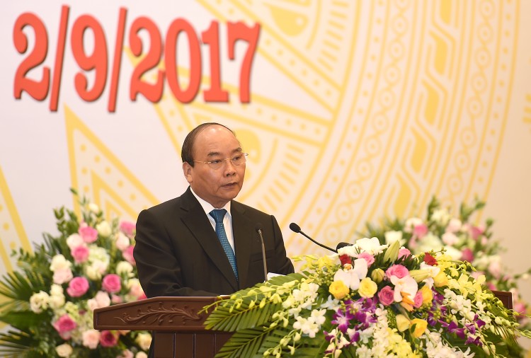 Thủ tướng Nguyễn Xuân Phúc phát biểu tại tiệc chiêu đãi. Ảnh VGP