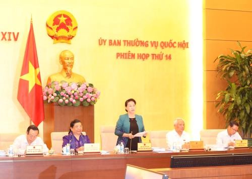Chủ tịch Quốc hội Nguyễn Thị Kim Ngân chủ trì và phát biểu khai mạc Phiên họp thứ 14 của Ủy ban Thường vụ Quốc hội khóa XIV. Ảnh: TTXVN