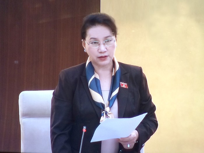 Chủ tịch Quốc hội Nguyễn Thị Kim Ngân phát biểu bế mạc phiên họp. Ảnh: VGP