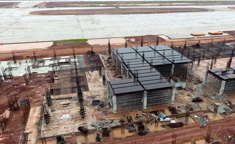 Nhà ga Cảng hàng không quốc tế Vân Đồn đang được đẩy nhanh tiến độ thi công. Ảnh: Báo Quảng Ninh