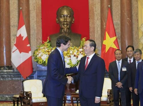 Chủ tịch nước Trần Đại Quang đã có buổi tiếp Thủ tướng Canada Justin Trudeau đang ở thăm chính thức Việt Nam. Ảnh: TTXVN