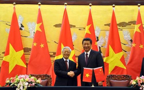 Tổng Bí thư Nguyễn Phú Trọng và Tổng Bí thư, Chủ tịch nước Trung Quốc Tập Cận Bình.
