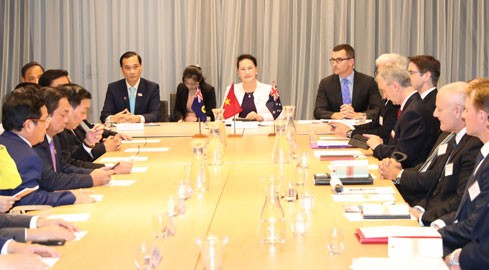 Chủ tịch Quốc hội Nguyễn Thị Kim Ngân dự đối thoại doanh nghiệp Việt Nam-Australia. Ảnh: Đại biểu nhân dân