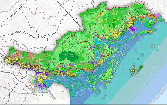 Bản đồ định hướng phát triển không gian vùng tỉnh Quảng Ninh.