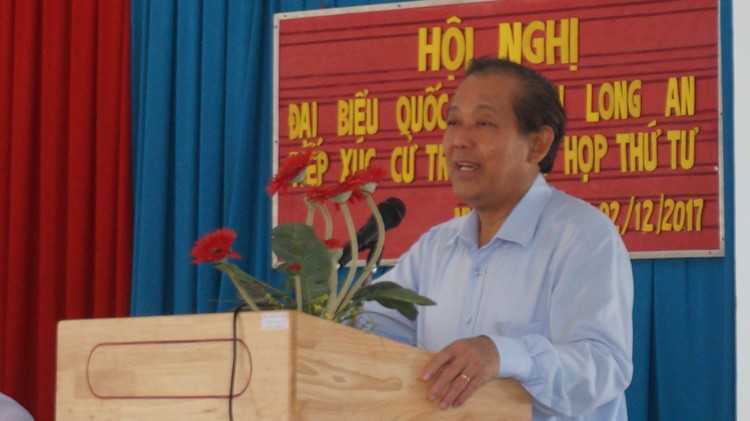 Phó Thủ tướng Thường trực Trương Hòa Bình tại buổi tiếp xúc cử tri. Ảnh: VGP