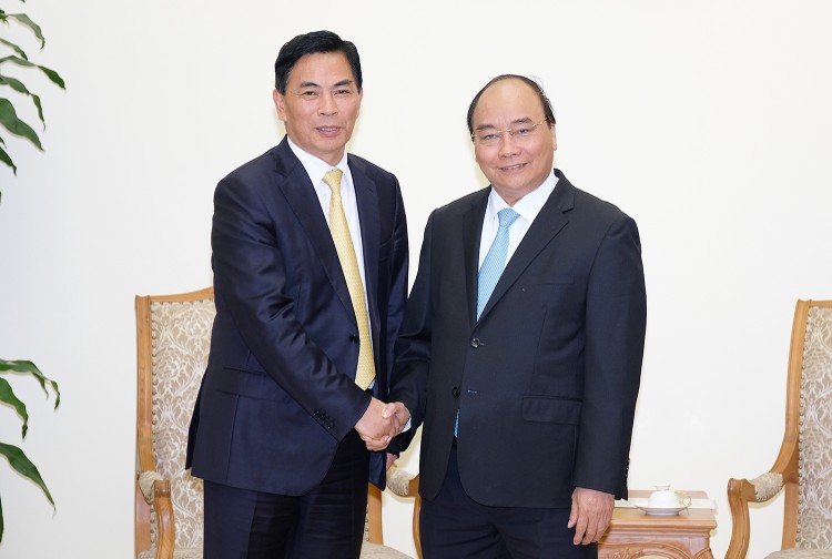 Thủ tướng Nguyễn Xuân Phúc tiếp ông Thẩm Thiên Tinh, Chủ tịch Tập đoàn Giai Nguyên. Ảnh: VGP