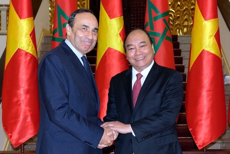 Thủ tướng Nguyễn Xuân Phúc tiếp Chủ tịch Hạ viện Marocco. Ảnh: VGP