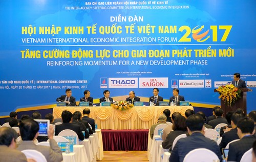 Thủ tướng Nguyễn Xuân Phúc, Trưởng Ban Chỉ đạo quốc gia về hội nhập quốc tế dự Diễn đàn. Ảnh: VGP
