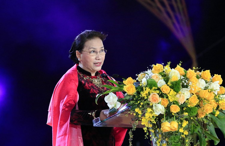 Chủ tịch Quốc hội Nguyễn Thị Kim Ngân phát biểu tại lễ khai mạc. Ảnh: VGP