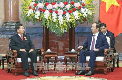 Chủ tịch nước Trần Đại Quang tiếp Chánh án TANDTC Lào Khamphanh Sit Thi Dampha. Ảnh: TTXVN