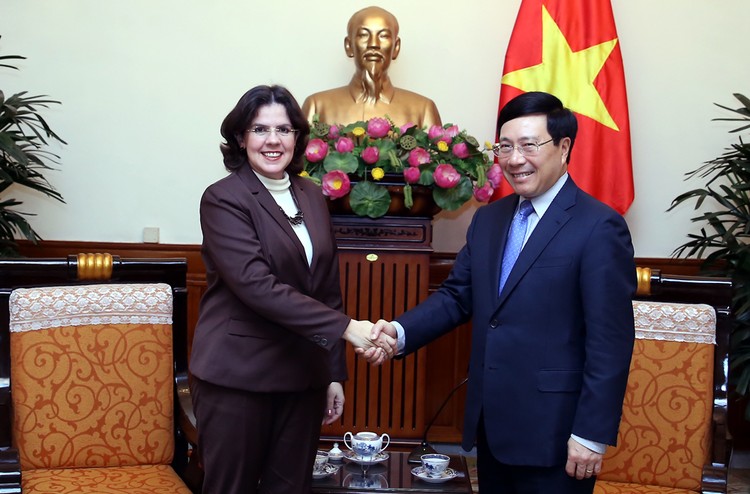 Phó Thủ tướng Phạm Bình Minh tiếp Đại sứ Cuba, bà Lianys Torres Rivera. Ảnh: VGP