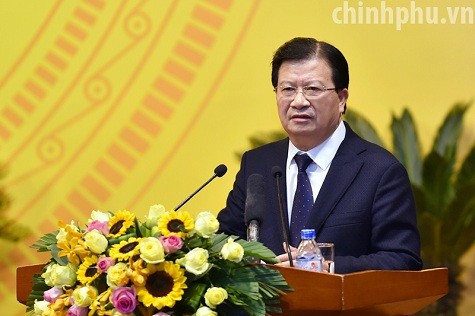 Phó Thủ tướng Trịnh Đình Dũng phát biểu tại hội nghị. Ảnh: VGP