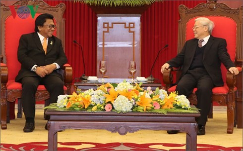 Tổng Bí thư Nguyễn Phú Trọng tiếp Chủ tịch Thượng viện Indonesia. Ảnh: VOV