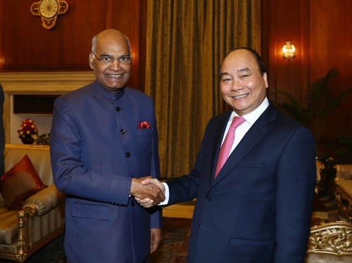 Thủ tướng Nguyễn Xuân Phúc hội kiến Tổng thống Ấn Độ Ram Nath Kovind. Ảnh: VGP