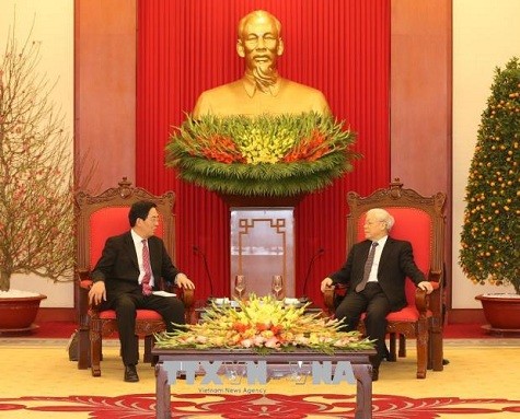 Tổng Bí thư Nguyễn Phú Trọng và Đại sứ Hồng Tiểu Dũng