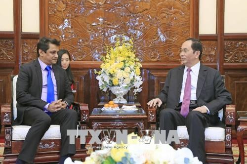 Chủ tịch nước Trần Đại Quang đã tiếp ông Indronil Sengupta, Tổng Giám đốc Tập đoàn TATA tại Việt Nam. Ảnh: TTXVN