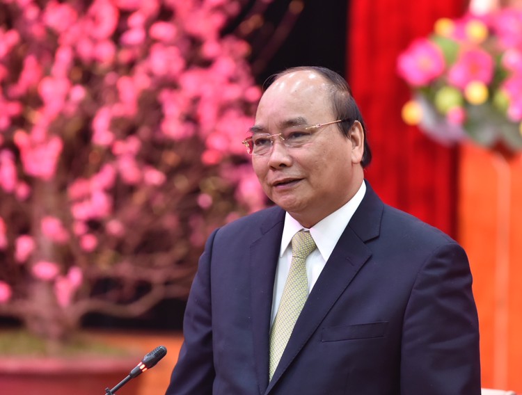 Thủ tướng Nguyễn Xuân Phúc phát biểu tại buổi gặp mặt - Ảnh: VGP