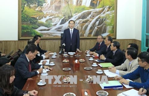 Chủ tịch nước Trần Đại Quang làm việc với Văn phòng Thường trực Ban Chỉ đạo Cải cách tư pháp Trung ương. Ảnh: TTXVN