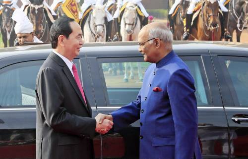 Chủ tịch nước Trần Đại Quang và Tổng thống Ấn Độ Ram Nath Kovind. Ảnh: TTXVN