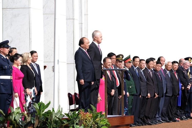 Lễ đón Thủ tướng Nguyễn Xuân Phúc tại Australia. Ảnh: VGP