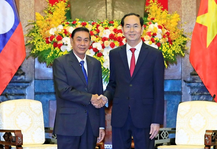 Chủ tịch nước Trần Đại Quang tiếp Chủ nhiệm Văn phòng Chủ tịch nước Cộng hòa Dân chủ Nhân dân Lào Khammeung Phongthady. Ảnh: TTXVN