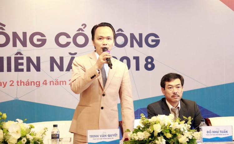 Ông Trịnh Văn Quyết - Chủ tịch HĐQT FLC Faros phát biểu tại ĐHĐCĐ.