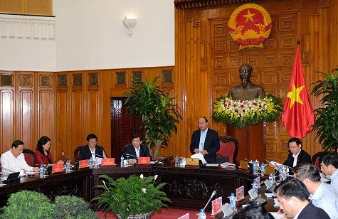 Thủ tướng Nguyễn Xuân Phúc phát biểu tại cuộc làm việc - Ảnh: VGP