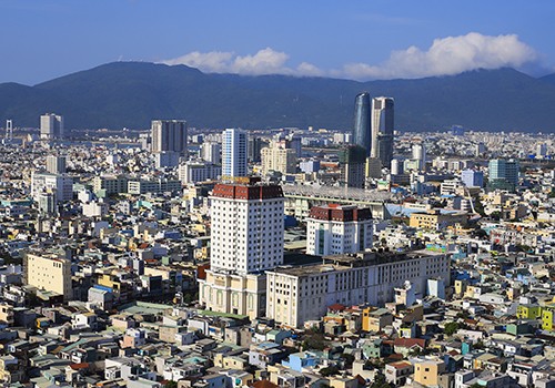Một góc đô thị Đà Nẵng nhìn từ trên cao.