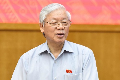 Tổng bí thư Nguyễn Phú Trọng trong cuộc tiếp xúc cử tri ngày 13/5.